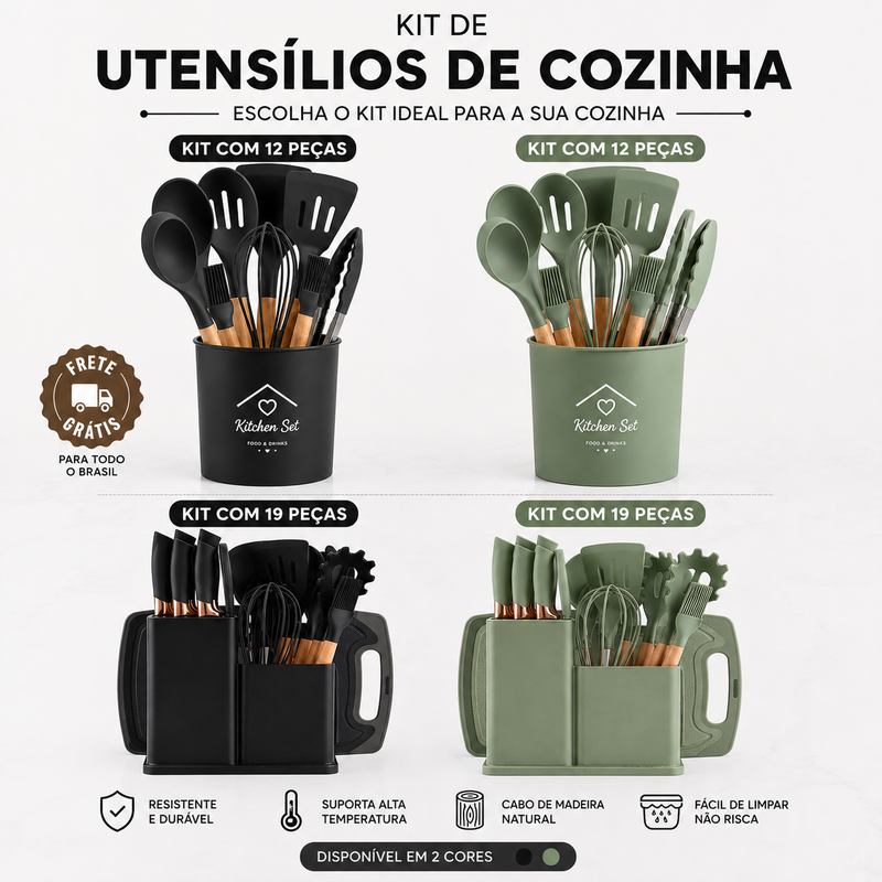 Kit Silicone Premium - Cozinhe Sem Riscar Suas Panelas | ÚLTIMOS KITS