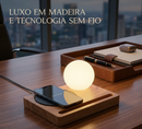 Luminária Orion de Mesa com Globo de Vidro e Carregador por Indução