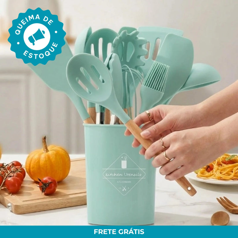 Kit Silicone Premium 12 Peças - Cozinhe Sem Riscar Suas Panelas | ÚLTIMOS KITS